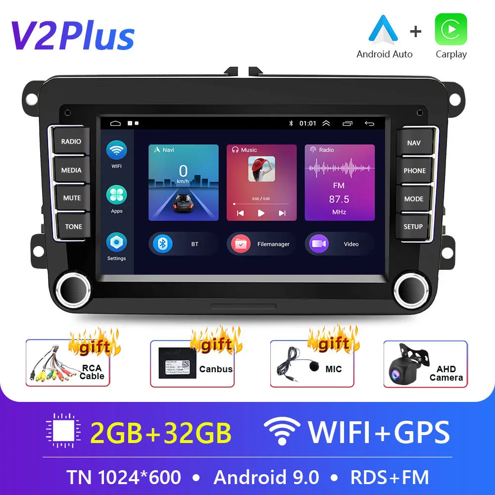 4G Carplay Android 10.0 2Din Car Multimedia Player for Vw/Golf/Polo/Tiguan/Passat/B7/B6/Seat/Leon/Skoda/Octavia Radio