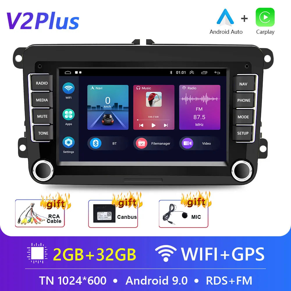 4G Carplay Android 10.0 2Din Car Multimedia Player for Vw/Golf/Polo/Tiguan/Passat/B7/B6/Seat/Leon/Skoda/Octavia Radio