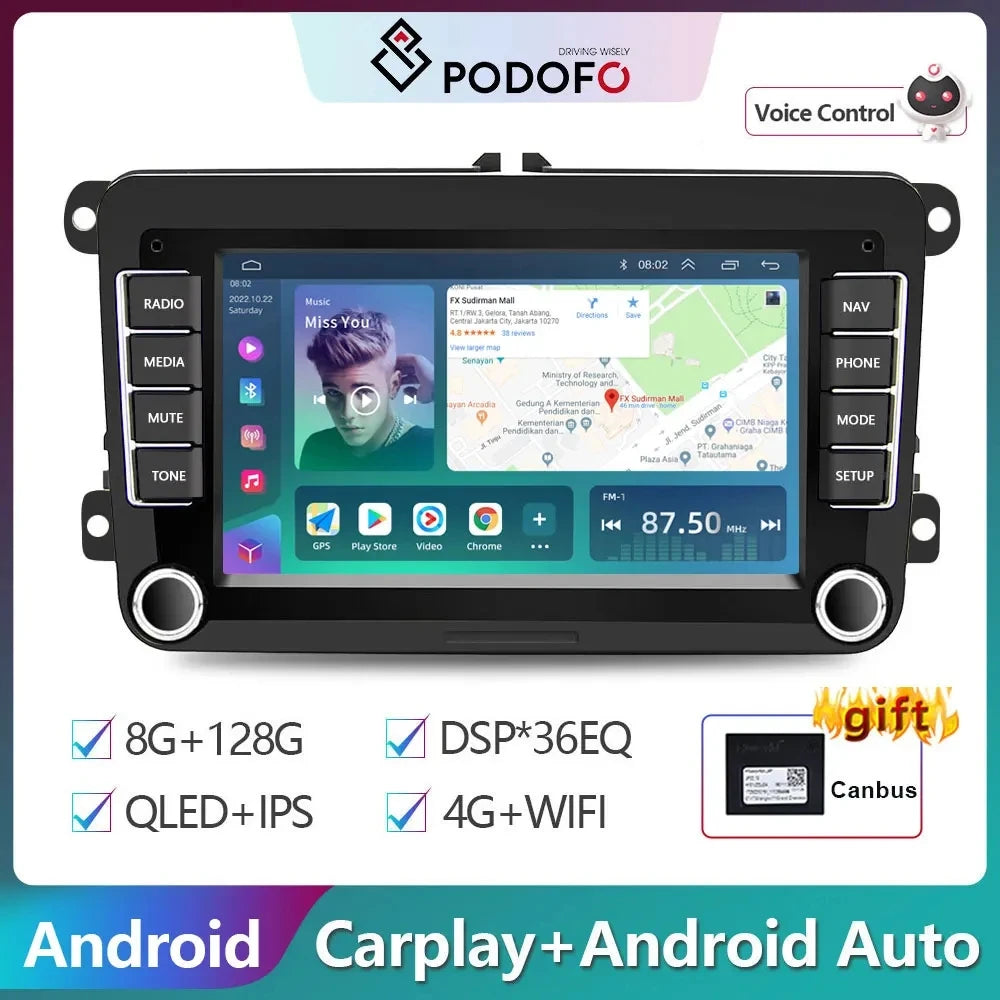 4G Carplay Android 10.0 2Din Car Multimedia Player for Vw/Golf/Polo/Tiguan/Passat/B7/B6/Seat/Leon/Skoda/Octavia Radio